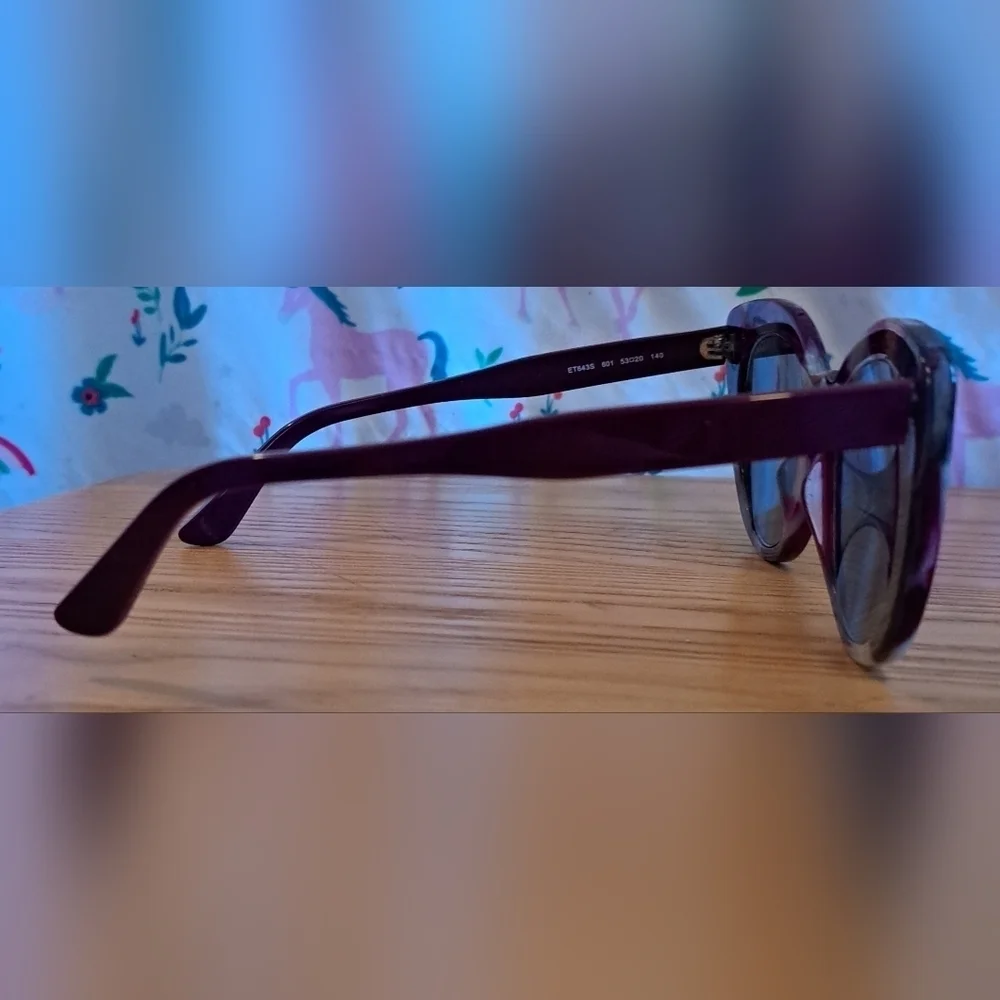 EUC ETRO 643S Burgundy & Grey CatEye Retro Casual Sunglass Eye Glasses Frames